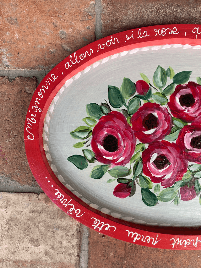 Plateau ovale Roses rouges