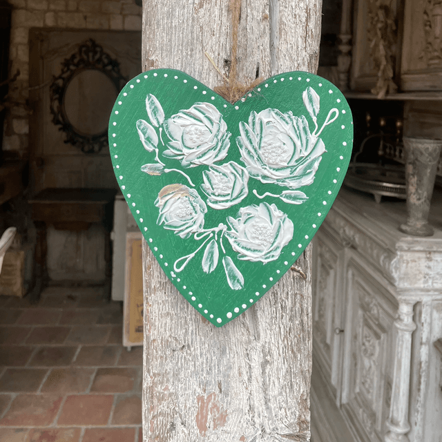 Cœur émeraude bouquet de roses