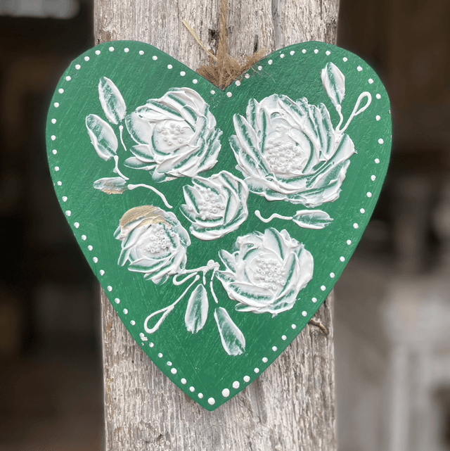 Cœur émeraude bouquet de roses