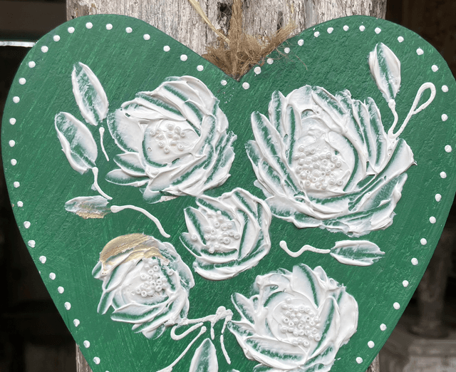 Cœur émeraude bouquet de roses