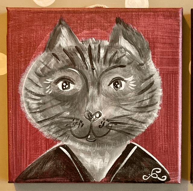 Toile chat gris tigré